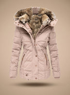 Layla | Women's Longline Quilted Puffer Coat Faux Fur Hooded
