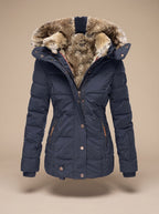 Layla | Women's Longline Quilted Puffer Coat Faux Fur Hooded