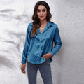 Sophia | Women's Loose-Fit Button-Down Long-Sleeve Satin Blouses