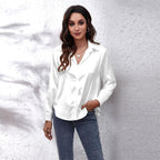 Sophia | Women's Loose-Fit Button-Down Long-Sleeve Satin Blouses