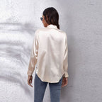 Sophia | Women's Loose-Fit Button-Down Long-Sleeve Satin Blouses