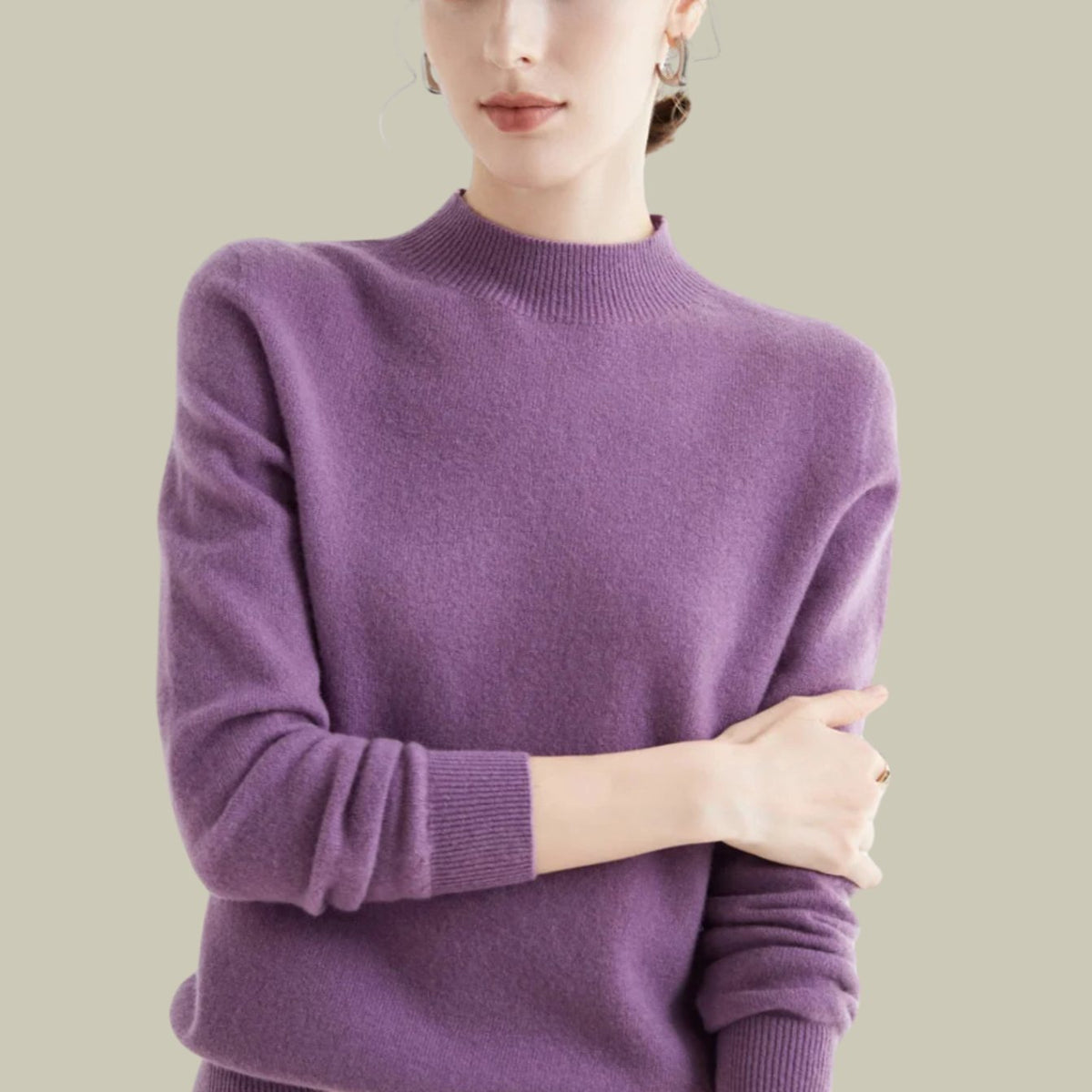 Camila | Women's Merino Mock-Neck Long-Sleeve Wool Sweaters