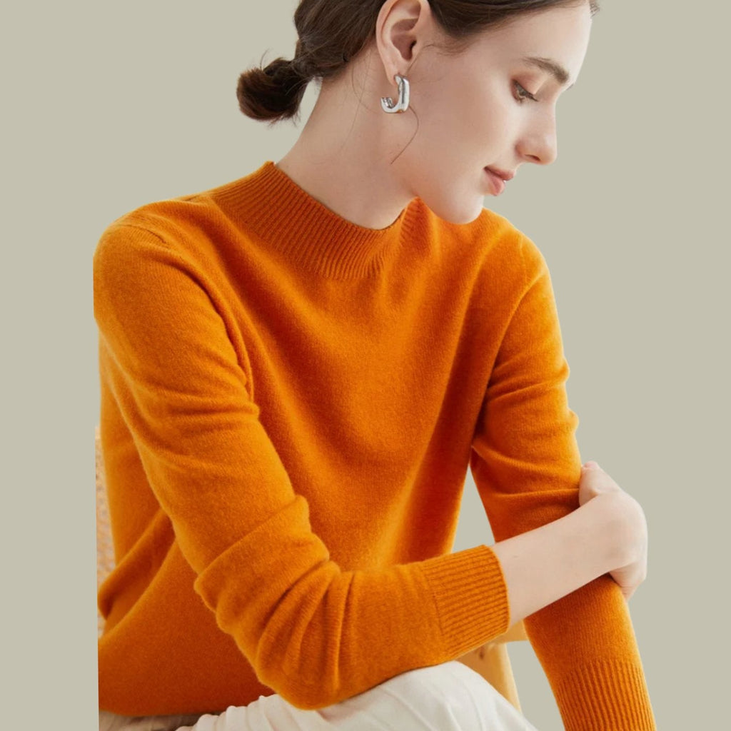 Camila | Women's Merino Mock-Neck Long-Sleeve Wool Sweaters