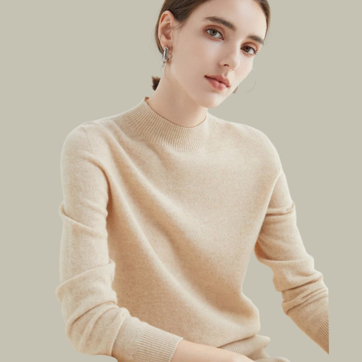 Camila | Women's Merino Mock-Neck Long-Sleeve Wool Sweaters
