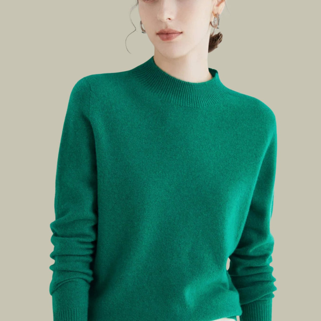 Camila | Women's Merino Mock-Neck Long-Sleeve Wool Sweaters