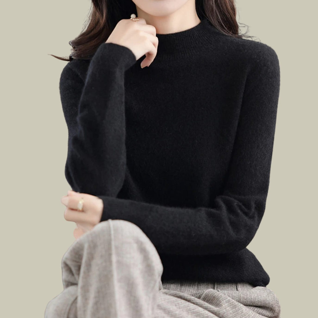 Camila | Women's Merino Mock-Neck Long-Sleeve Wool Sweaters