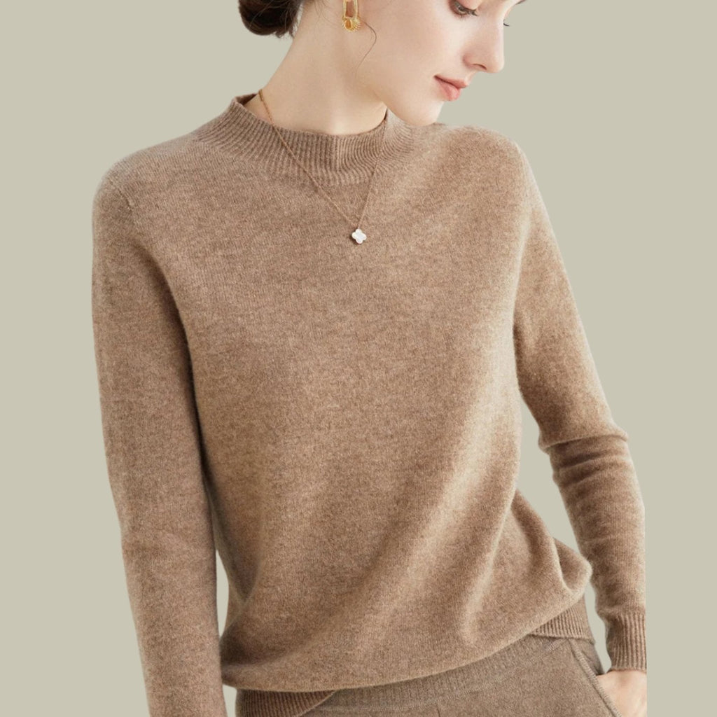 Camila | Women's Merino Mock-Neck Long-Sleeve Wool Sweaters