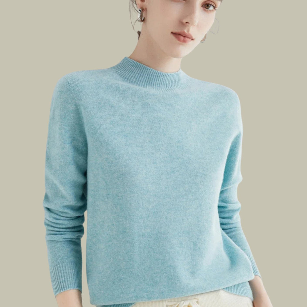 Camila | Women's Merino Mock-Neck Long-Sleeve Wool Sweaters