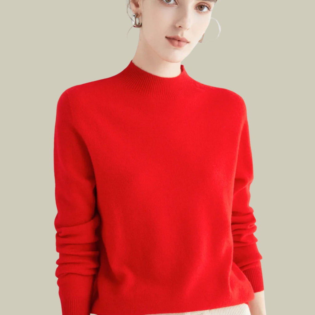Camila | Women's Merino Mock-Neck Long-Sleeve Wool Sweaters