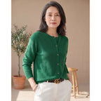 Camila | Women's Merino Wool Cashmere Button-Front O-Neck Cardigan