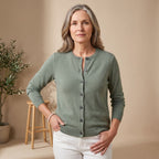 Camila | Women's Merino Wool Cashmere Button-Front O-Neck Cardigan