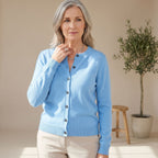 Camila | Women's Merino Wool Cashmere Button-Front O-Neck Cardigan