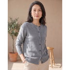 Camila | Women's Merino Wool Cashmere Button-Front O-Neck Cardigan