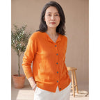 Camila | Women's Merino Wool Cashmere Button-Front O-Neck Cardigan
