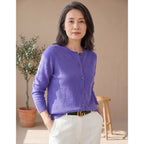 Camila | Women's Merino Wool Cashmere Button-Front O-Neck Cardigan
