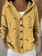 Scarlett | Women's Multicolor Patchwork Button-Front Hooded Cardigan Sweater