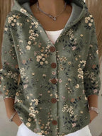 Scarlett | Women's Multicolor Patchwork Button-Front Hooded Cardigan Sweater