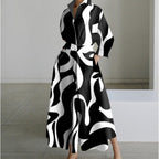 Victoria | Women's Newspaper Print Collared Wrap Maxi Dress