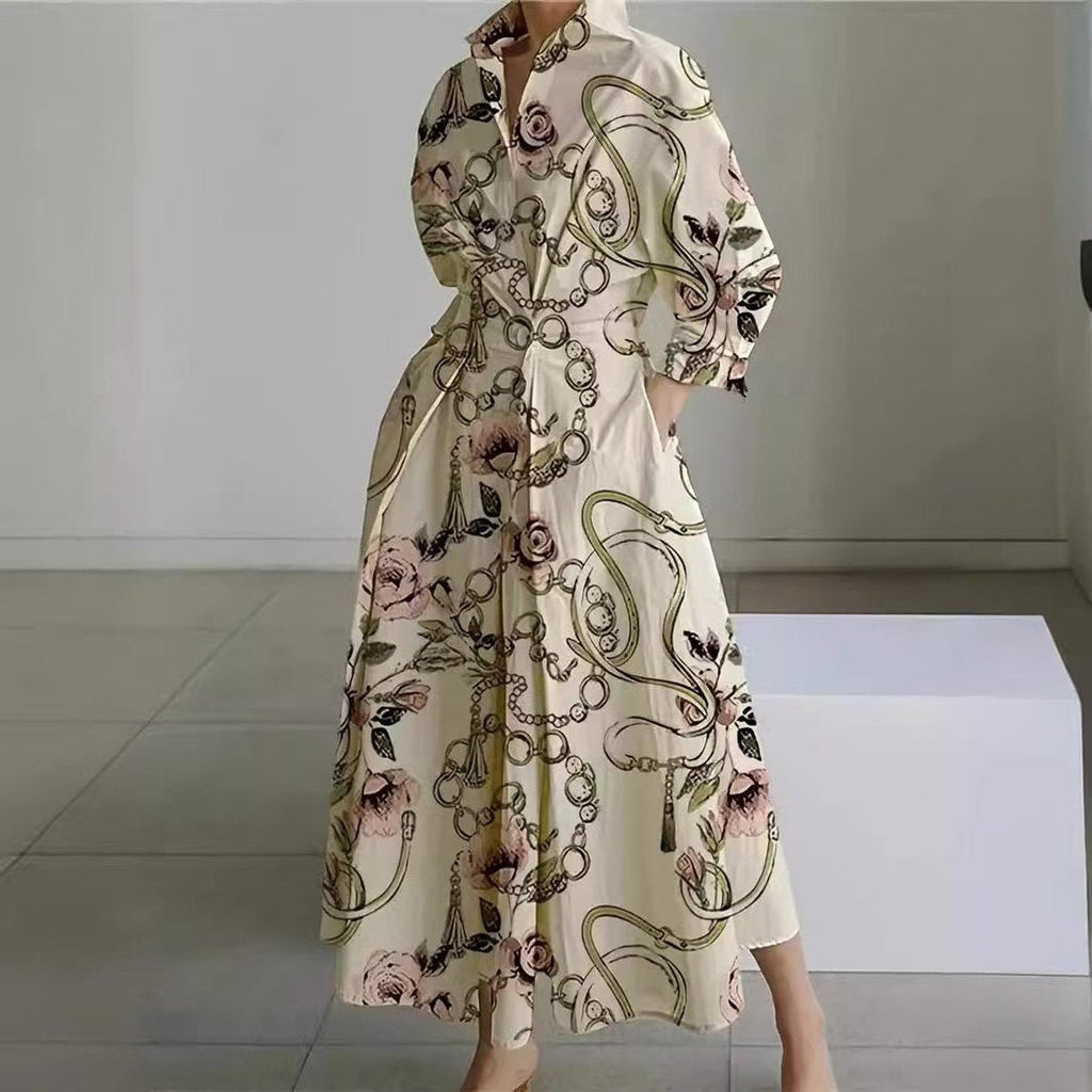 Victoria | Women's Newspaper Print Collared Wrap Maxi Dress