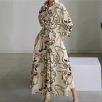 Victoria | Women's Newspaper Print Collared Wrap Maxi Dress