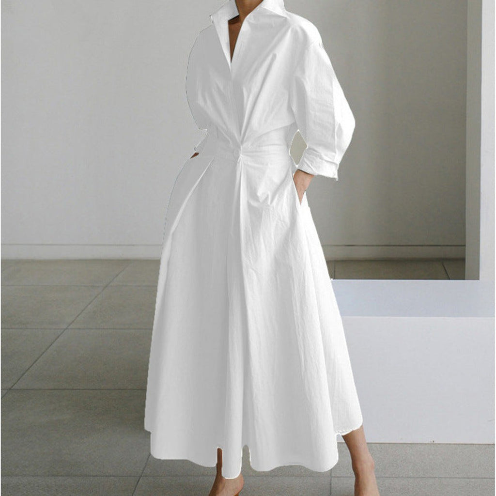 Victoria | Women's Newspaper Print Collared Wrap Maxi Dress