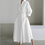 Victoria | Women's Newspaper Print Collared Wrap Maxi Dress