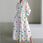 Victoria | Women's Newspaper Print Collared Wrap Maxi Dress