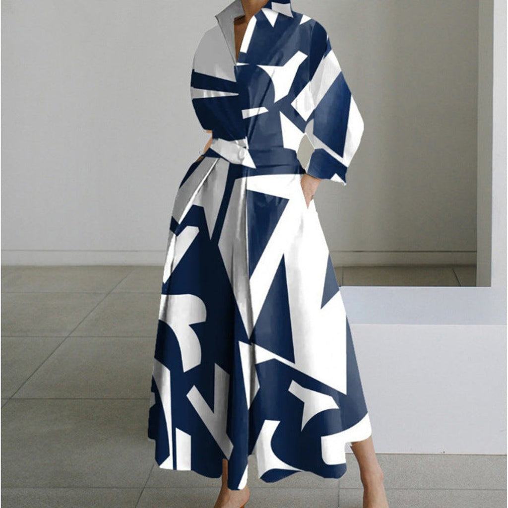 Victoria | Women's Newspaper Print Collared Wrap Maxi Dress