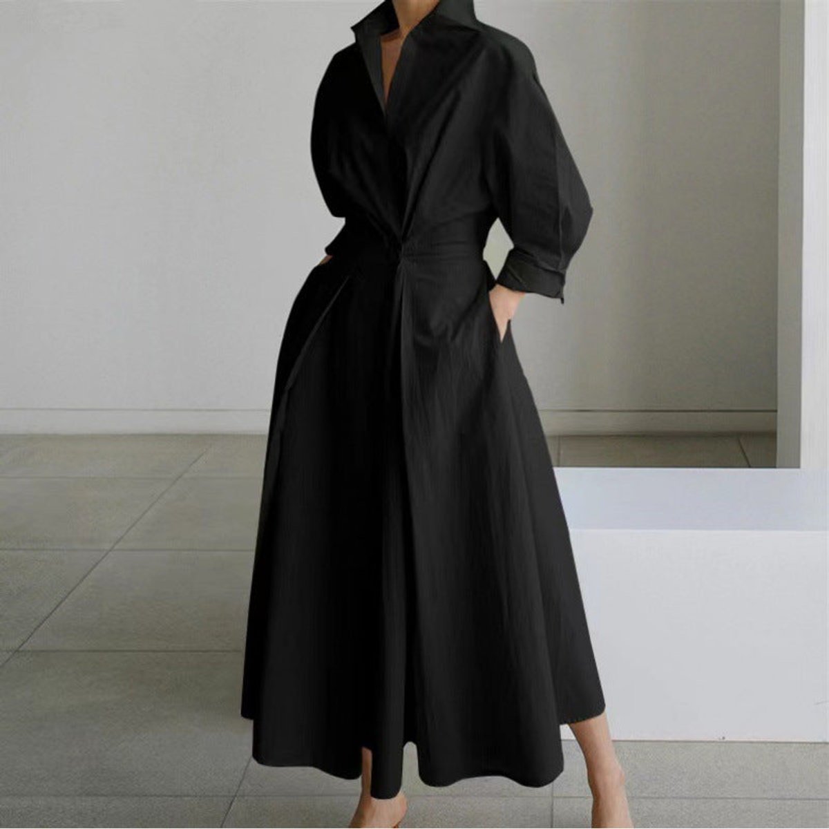 Victoria | Women's Newspaper Print Collared Wrap Maxi Dress