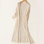 Penelope | Women's Open-Front Long Cardigan Coatigan 3/4 Sleeve Side Slit
