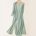 Penelope | Women's Open-Front Long Cardigan Coatigan 3/4 Sleeve Side Slit