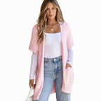 Madison | Women's Open-Front Short-Sleeve Knit Cardigan Sweater Pockets