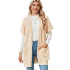 Madison | Women's Open-Front Short-Sleeve Knit Cardigan Sweater Pockets