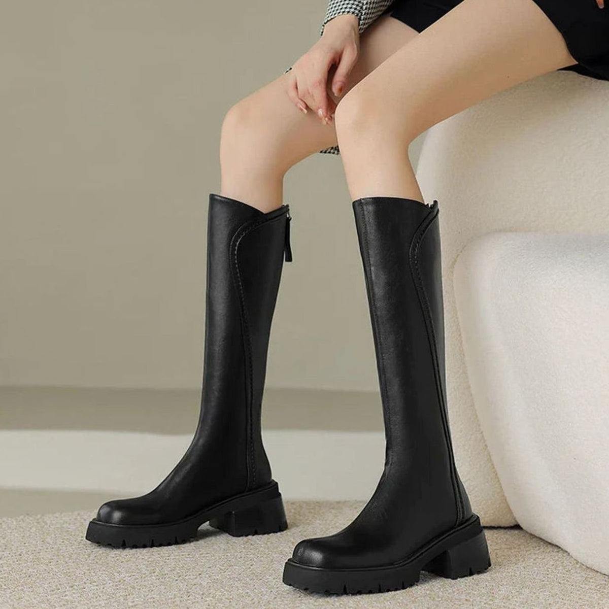 Layla | Women's Orthopedic Knee-High Back-Zip Leather Boots
