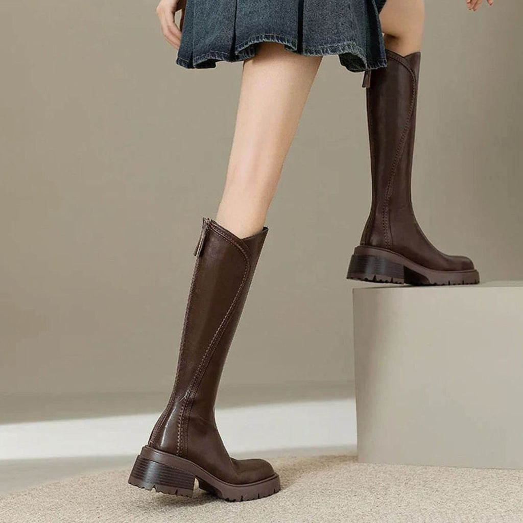 Layla | Women's Orthopedic Knee-High Back-Zip Leather Boots