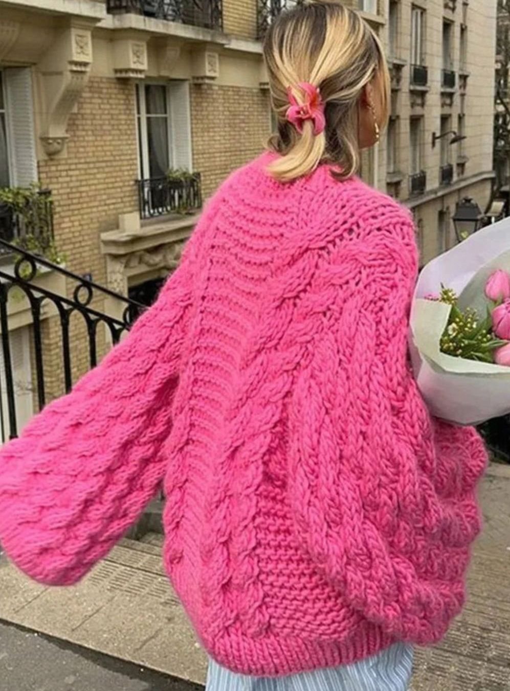 Grace | Women's Oversized Cable-Knit Chunky Crewneck Sweater