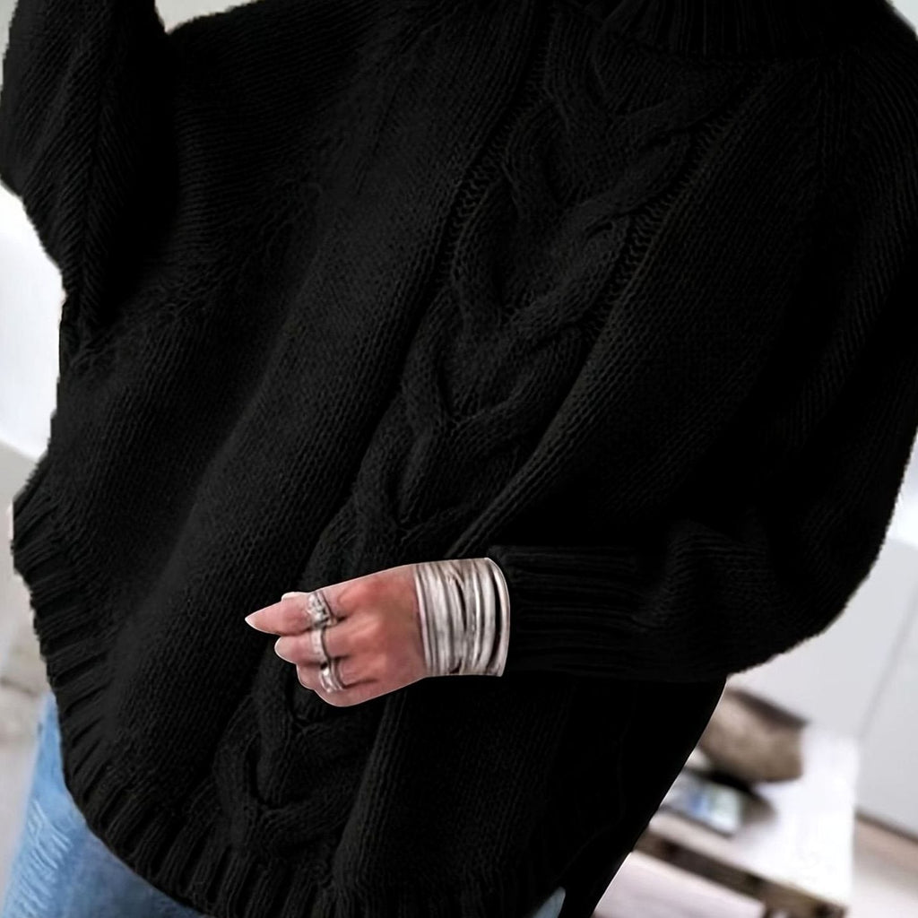 Olivia | Women's Oversized Cable Knit High-Neck Sweater
