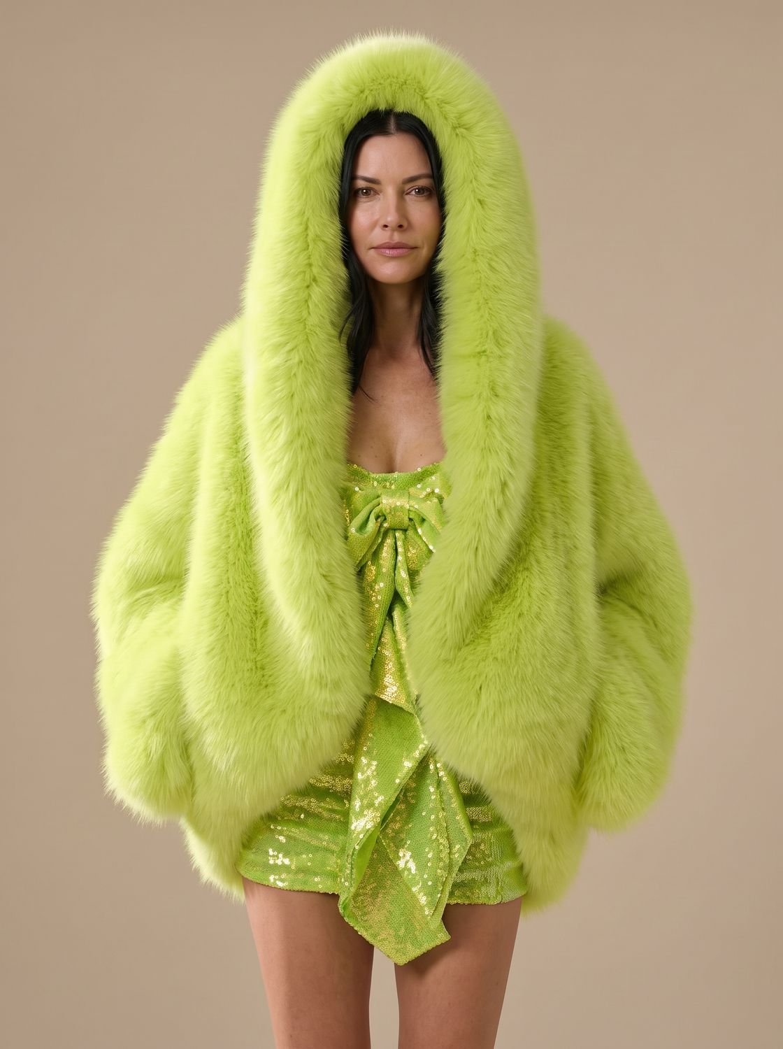 Aria | Women's Oversized Hooded Faux Fur Coat Long Sleeve Winter