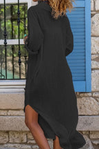 Evelyn | Women's Oversized Linen Midi Evening Gown Shirt Dress