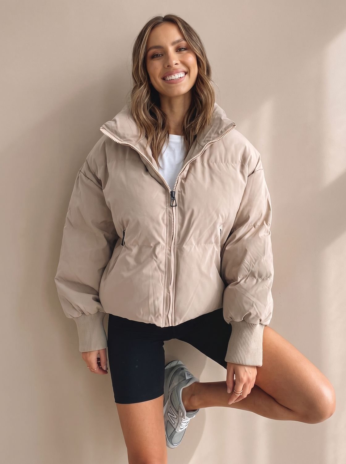 Grace | Women's Oversized Puffer Jacket Stand Collar Ribbed Cuff