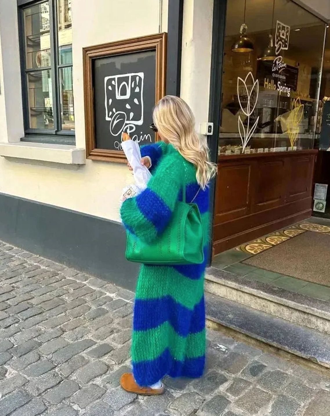 Amelia | Women's Oversized Striped Long Open-Front Cardigan