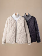 Isabella | Women's Quilted Cotton-Padded V-Neck Snap-Button Jacket