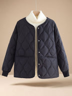 Isabella | Women's Quilted Cotton-Padded V-Neck Snap-Button Jacket