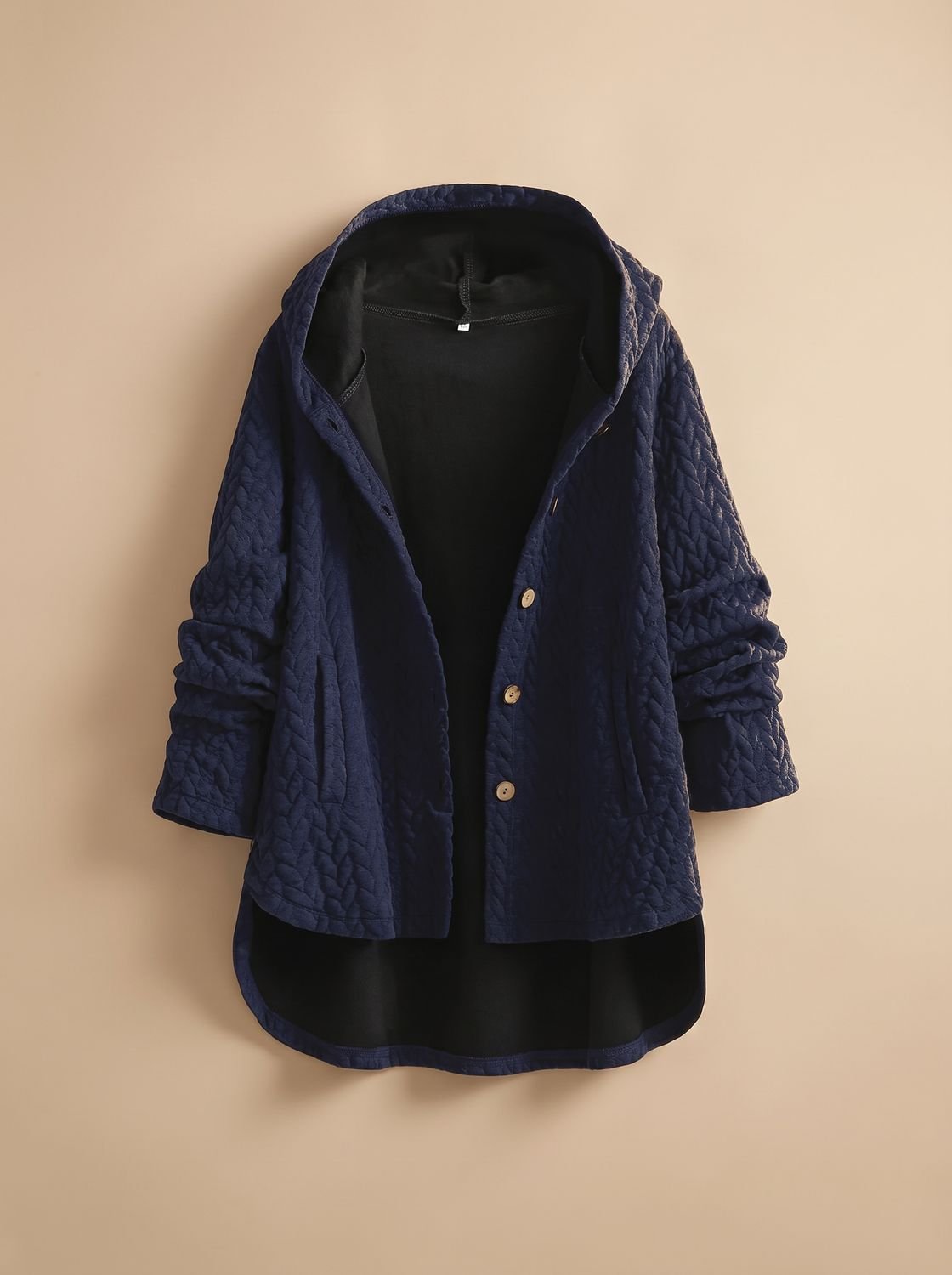 Olivia | Women's Quilted Hooded Button-Front Asymmetric Coat