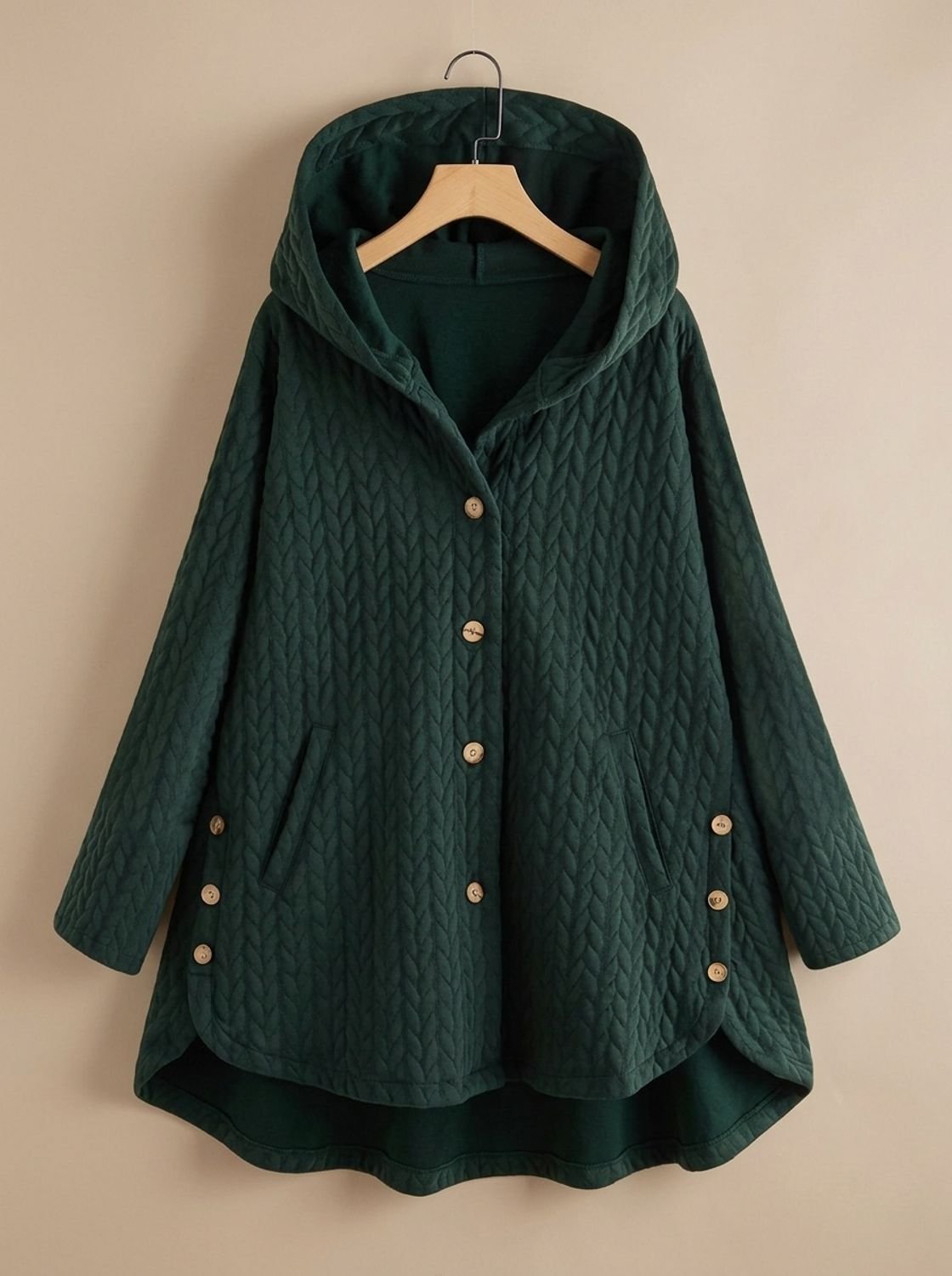 Olivia | Women's Quilted Hooded Button-Front Asymmetric Coat