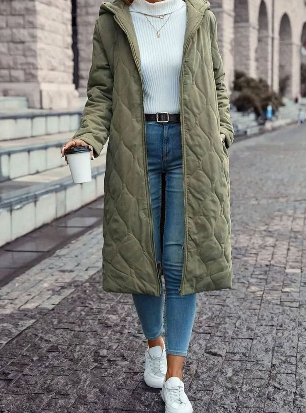 Madison | Women's Quilted Hooded Puffer Jacket Long Zip-Up Coat