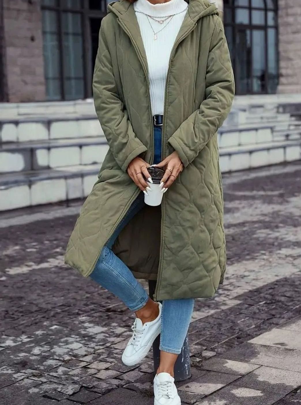 Madison | Women's Quilted Hooded Puffer Jacket Long Zip-Up Coat