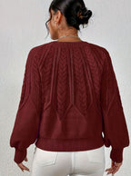 Sophia | Women's Relaxed Cable-Knit Lantern Sleeve Sweater