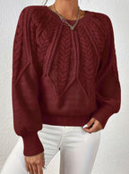 Sophia | Women's Relaxed Cable-Knit Lantern Sleeve Sweater