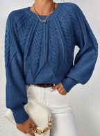 Sophia | Women's Relaxed Cable-Knit Lantern Sleeve Sweater